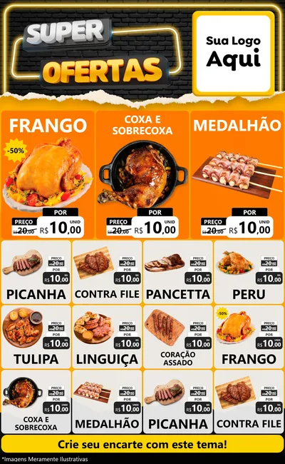 Modelo de Encarte para Encarte Grande com o tema Super Ofertas para Assados