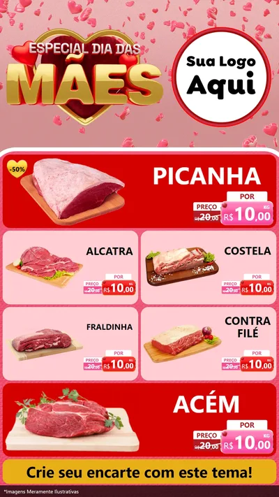 Modelo de TV para TV Vertical com o tema Especial Dia Das Mães para Açougue