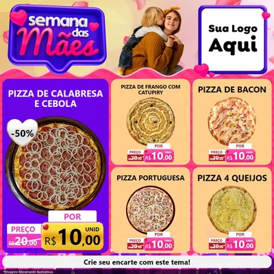 Modelo de Rede Social para Feed Facebook com o tema Semana das Mães para Pizzaria