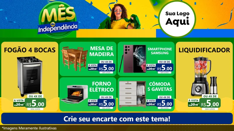 Modelo de TV para TV Horizontal com o tema Mês da Independência para Móveis e Eletro