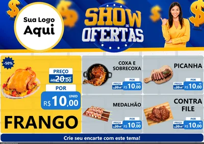 Modelo de Encarte para Encarte A4 Horizontal com o tema Show de Ofertas para Assados