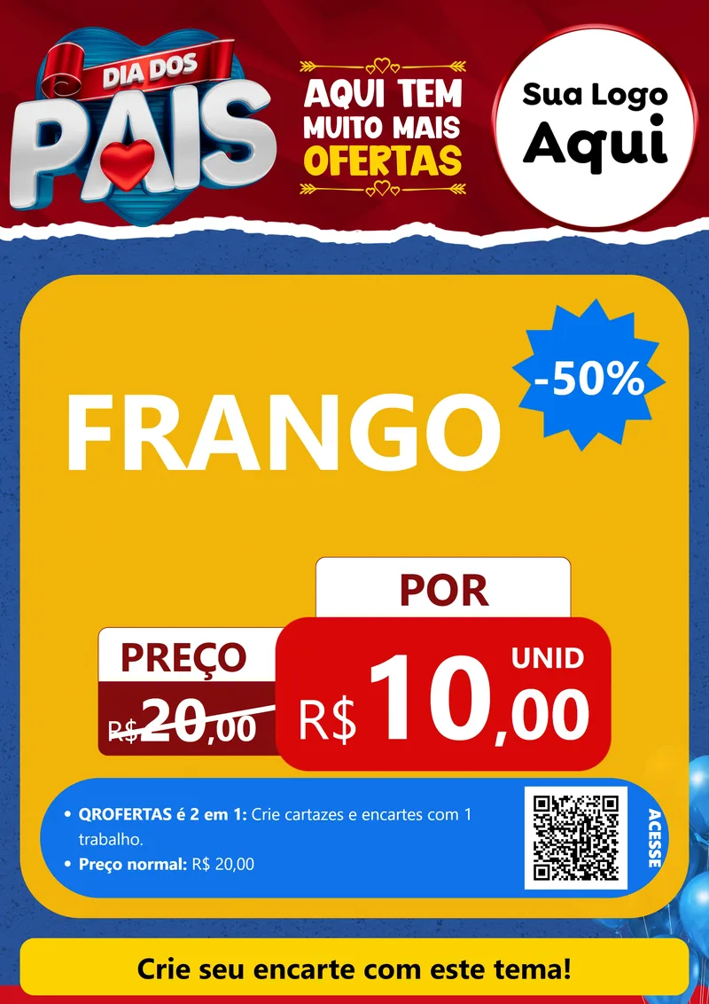 Modelo de Cartaz para Cartaz A4 Vertical com o tema Dia dos Pais para Assados