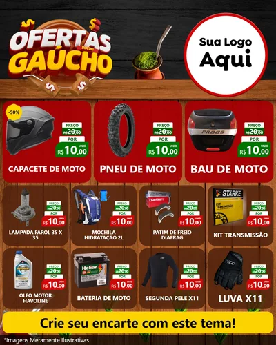 Modelo de Rede Social para Feed Instagram com o tema Ofertas Dia do Gaúcho para Moto peças