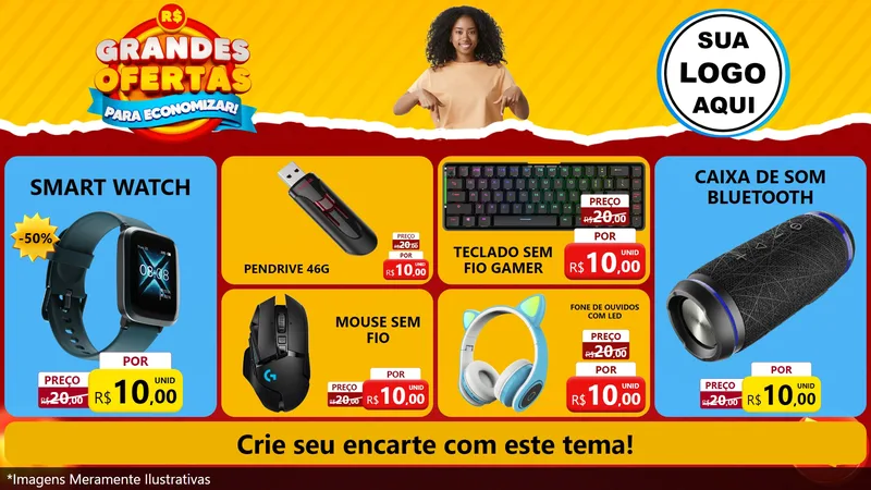 Modelo de TV para TV Horizontal com o tema Grandes Ofertas Para Economizar! para Informática