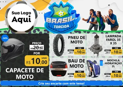 Modelo de Encarte para Encarte A4 Horizontal com o tema Brasil Torcida - Copa para Moto peças