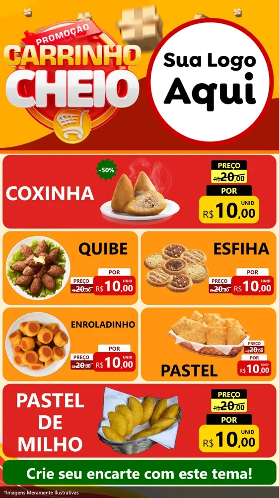 Modelo de TV para TV Vertical com o tema Promoção carrinho cheio para Salgadaria