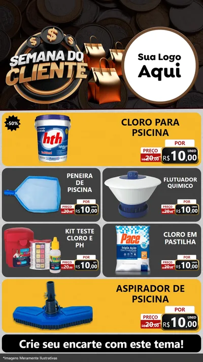 Modelo de TV para TV Vertical com o tema Semana do Cliente para Produtos para Piscina