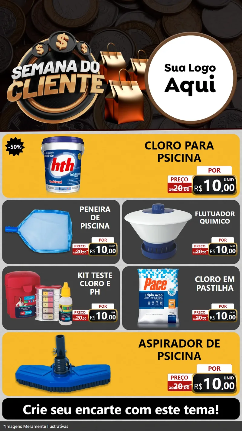 Modelo de TV para TV Vertical com o tema Semana do Cliente para Produtos para Piscina