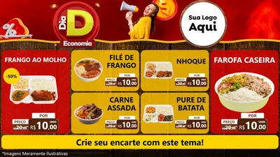 Modelo de TV para TV Horizontal com o tema Dia D Economia para Restaurante