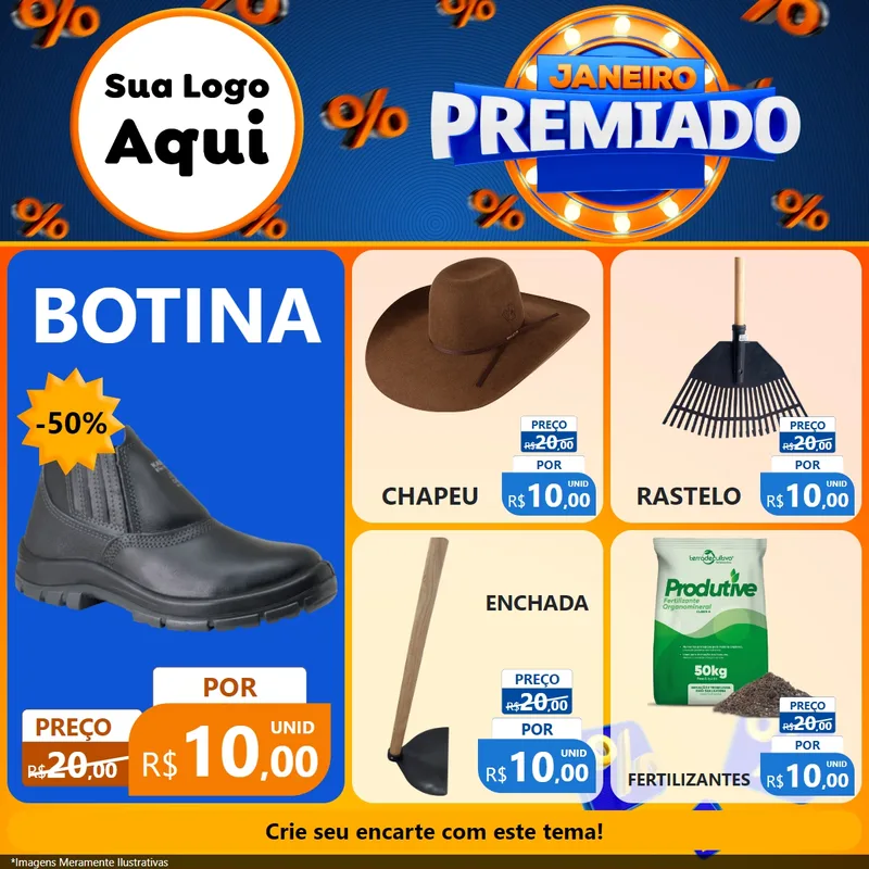 Modelo de Rede Social para Feed Facebook com o tema Janeiro Premiado para Agropecuária