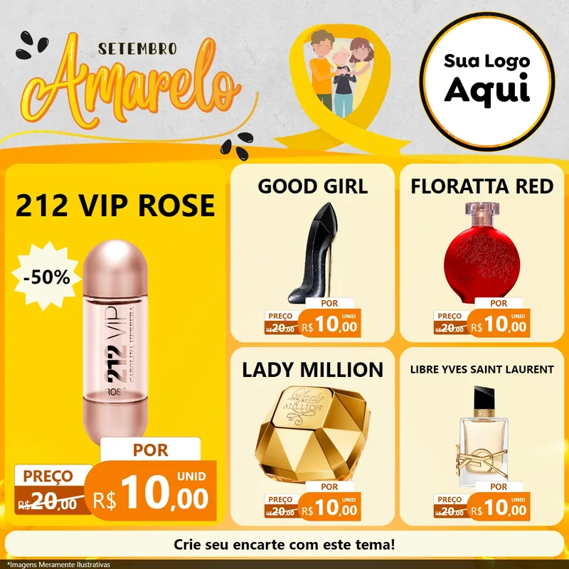 Modelo de Rede Social para Feed Facebook com o tema Setembro Amarelo para Perfumes