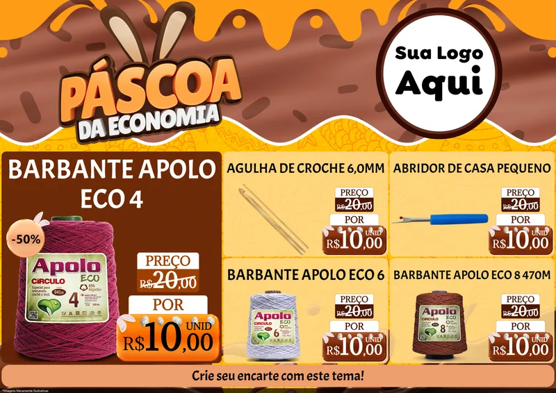 Modelo de Encarte para Encarte A4 Horizontal com o tema Páscoa da Economia para Armarinho e Aviamentos