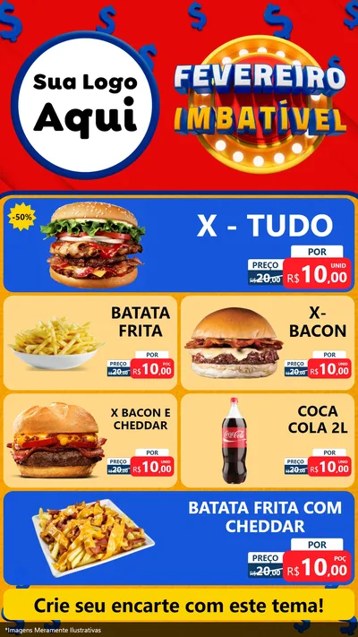Modelo de TV para TV Vertical com o tema Fevereiro Imbatível para Hamburgueria