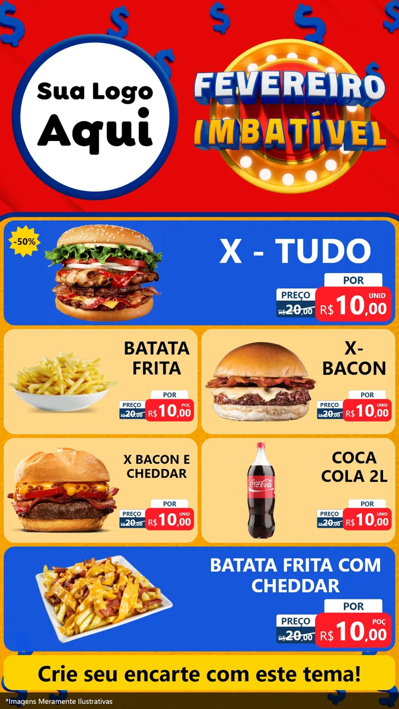 Modelo de TV para TV Vertical com o tema Fevereiro Imbatível para Hamburgueria