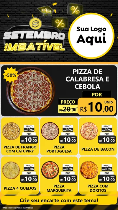 Modelo de Rede Social para Stories com o tema Setembro Imbatível para Pizzaria