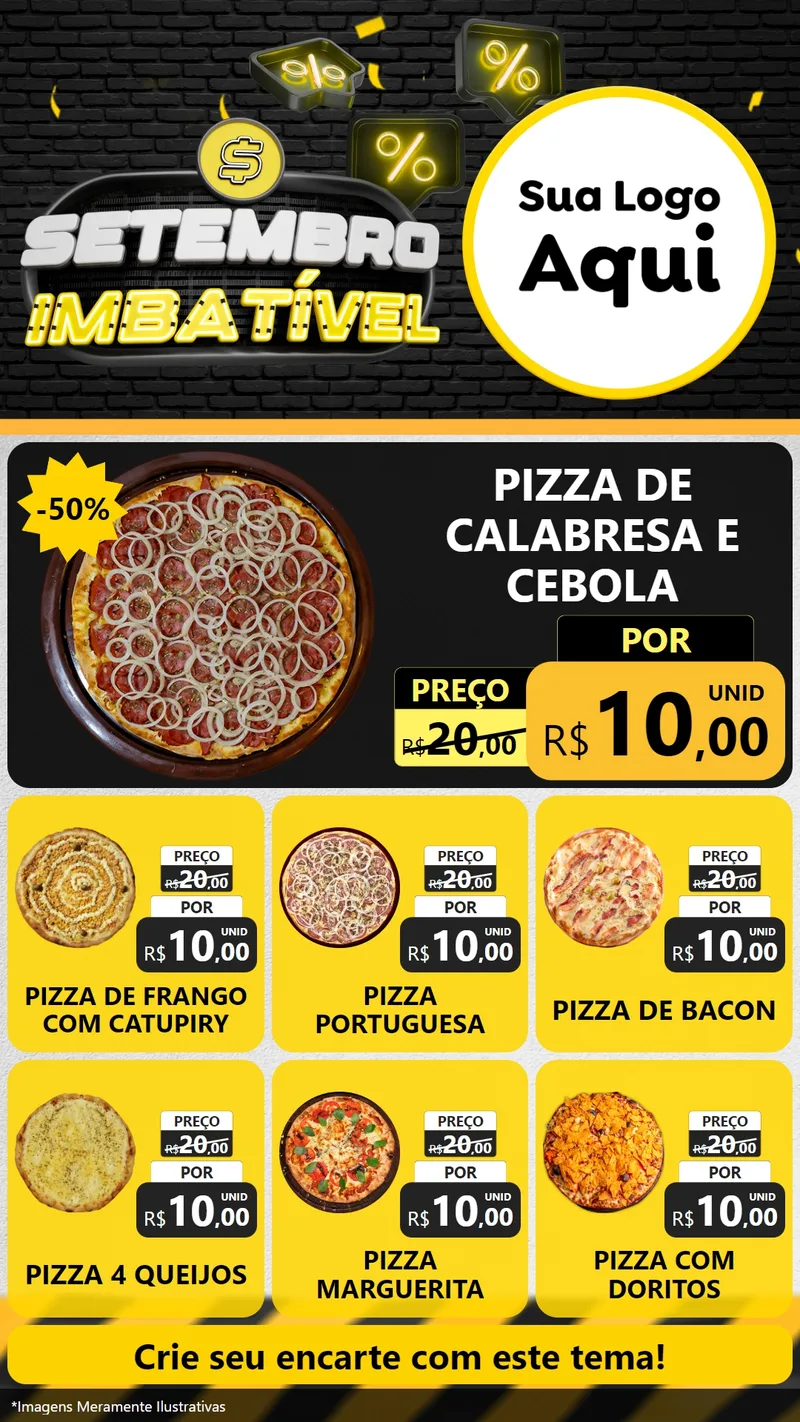 Modelo de Rede Social para Stories com o tema Setembro Imbatível para Pizzaria