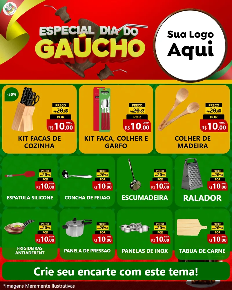 Modelo de Rede Social para Feed Instagram com o tema Especial Dia do Gaúcho para Utilidades Domésticas