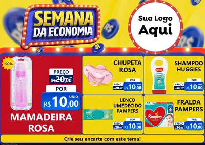 Modelo de Encarte para Encarte A4 Horizontal com o tema Semana da Economia para Bebês