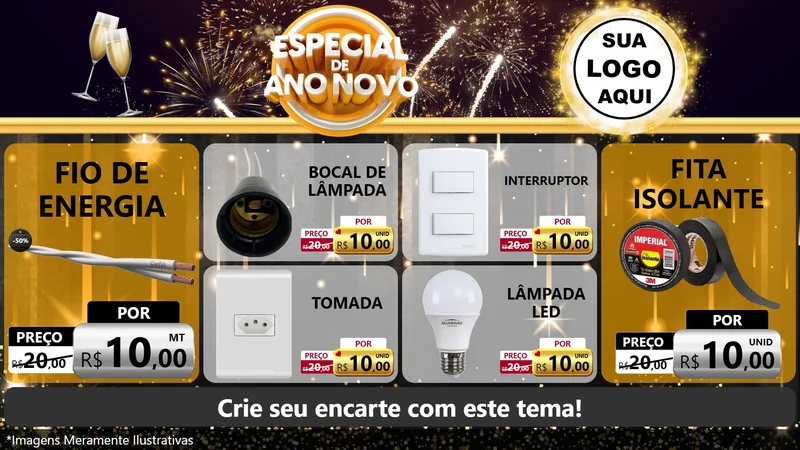 Modelo de TV para TV Horizontal com o tema Especial de Ano Novo para Materiais Elétricos