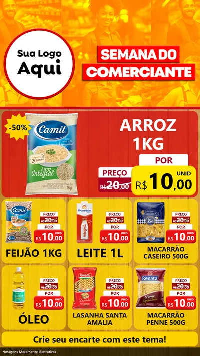Modelo de Rede Social para Stories com o tema Semana do Comerciante para Supermercado
