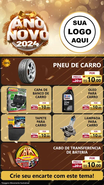 Modelo de TV para TV Vertical com o tema Feliz Ano Novo 2027 para Auto peças