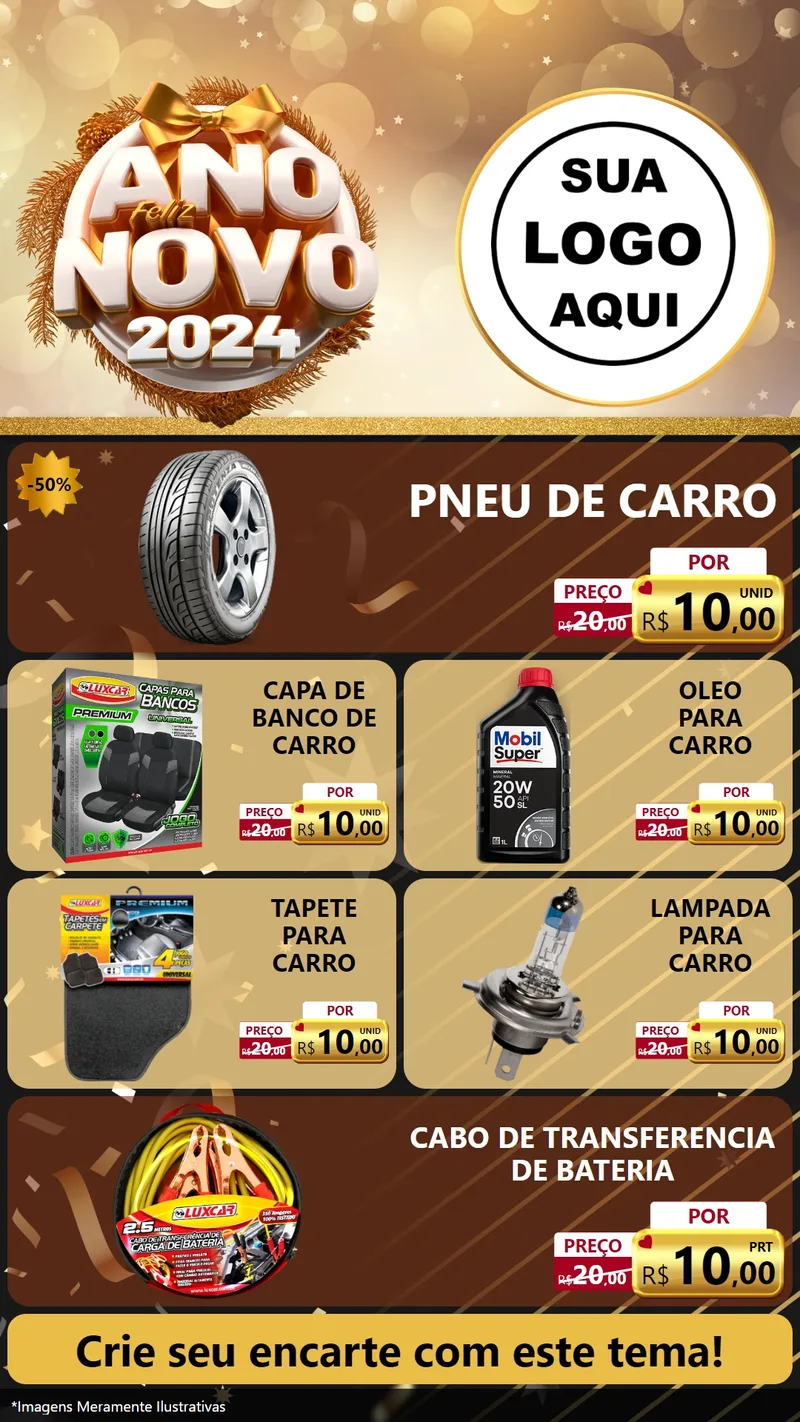Modelo de TV para TV Vertical com o tema Feliz Ano Novo 2027 para Auto peças