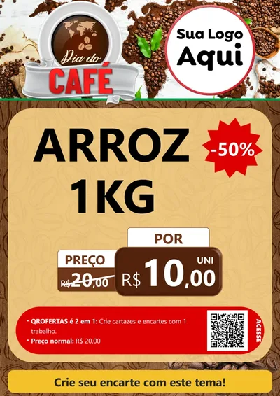 Modelo de Cartaz para Cartaz A4 Vertical com o tema Dia do Café para Supermercado