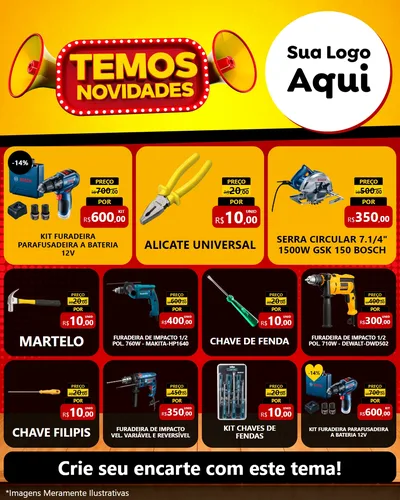 Modelo de Rede Social para Feed Instagram com o tema Temos Novidades para Maquinas e Ferramentas