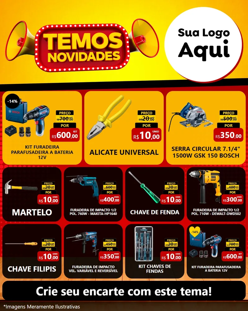 Modelo de Rede Social para Feed Instagram com o tema Temos Novidades para Maquinas e Ferramentas