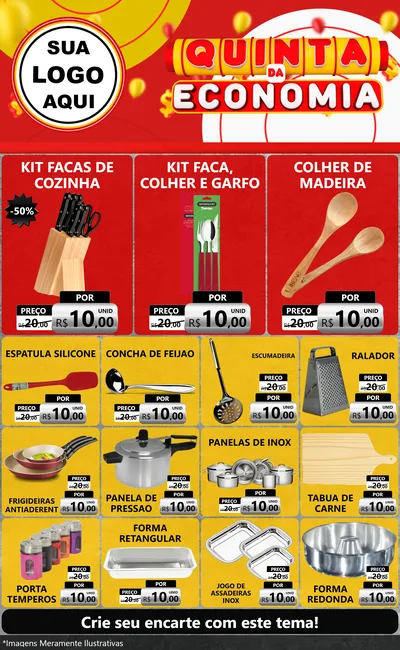 Modelo de Encarte para Encarte Grande com o tema Quinta da Economia para Utilidades Domésticas
