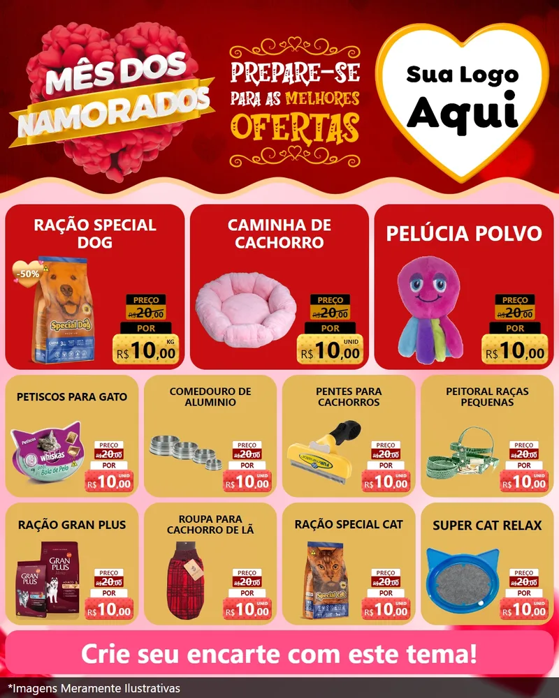 Modelo de Rede Social para Feed Instagram com o tema Mês dos Namorados para Pet Shop