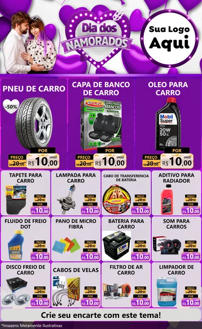 Modelo de Encarte para Encarte Grande com o tema Dia dos Namorados para Auto peças