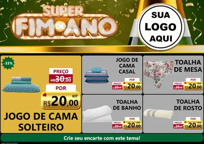 Modelo de Encarte para Encarte A4 Horizontal com o tema Super Fim de Ano para Cama, Mesa e Banho