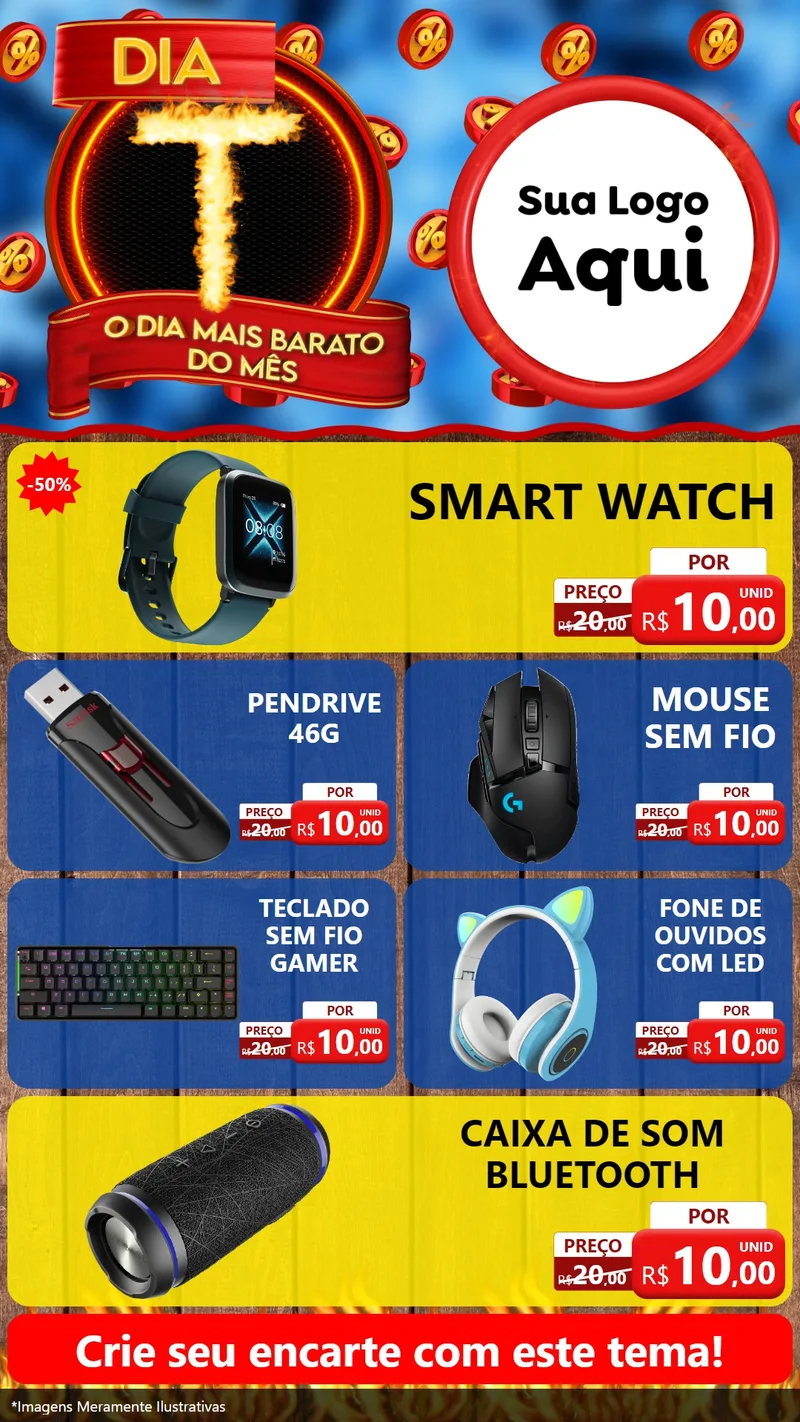 Modelo de TV para TV Vertical com o tema Dia T - O Dia Mais Barato Do Mês para Informática