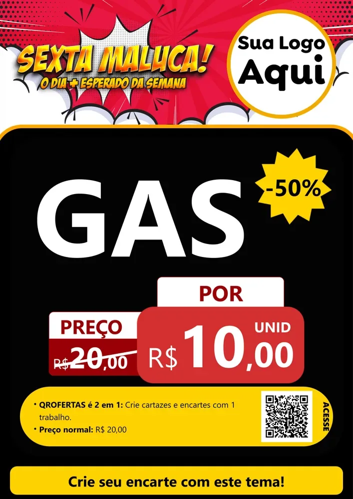 Modelo de Cartaz para Cartaz A4 Vertical com o tema Sexta Maluca! para Água e gás