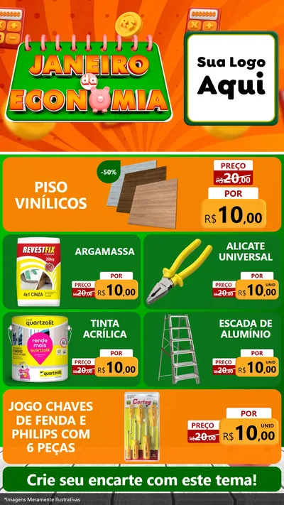 Modelo de TV para TV Vertical com o tema Janeiro da Economia para Material para Construção