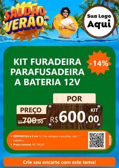 Modelo de Cartaz para Cartaz A4 Vertical com o tema Saldão de Verão para Maquinas e Ferramentas