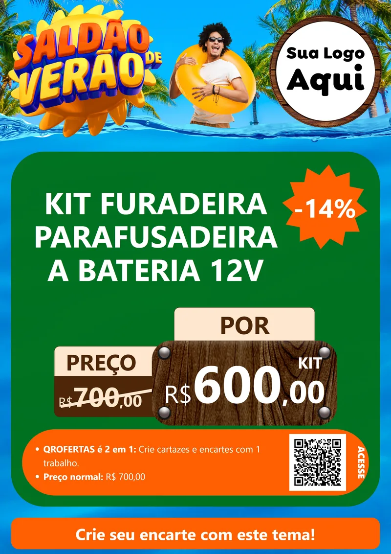 Modelo de Cartaz para Cartaz A4 Vertical com o tema Saldão de Verão para Maquinas e Ferramentas