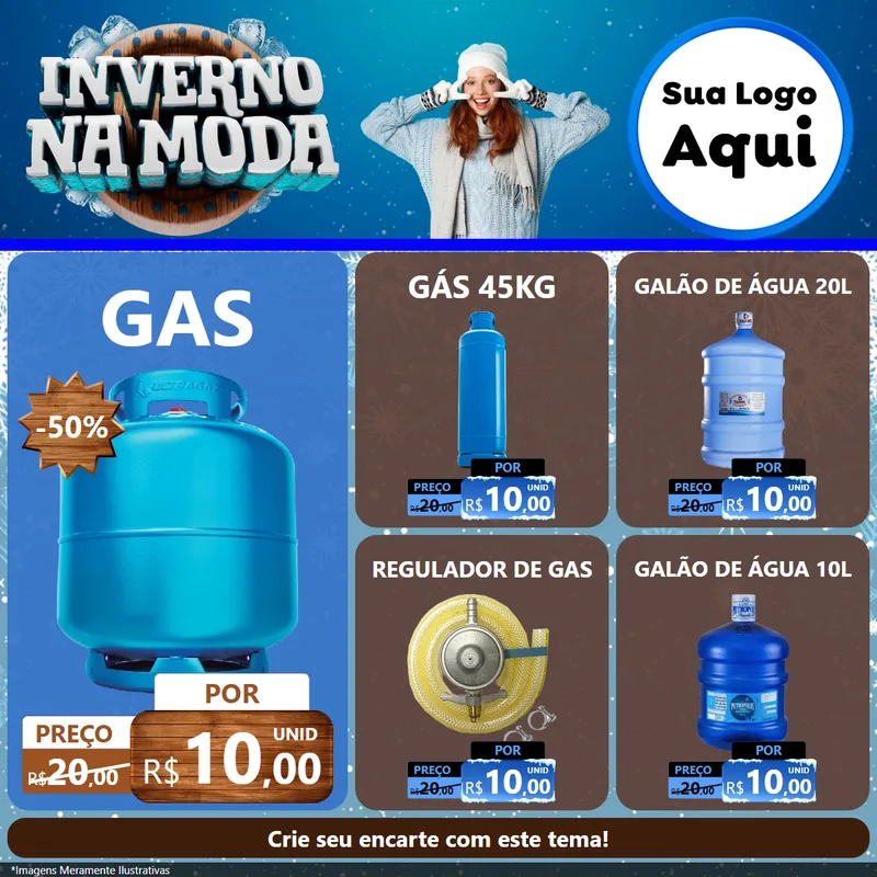 Modelo de Rede Social para Feed Facebook com o tema Inverno na Moda para Água e gás