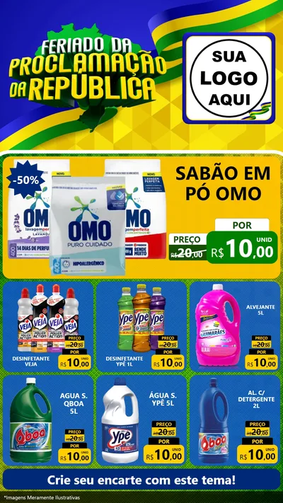 Modelo de Rede Social para Stories com o tema Feriado da Proclamação da República para Produtos de Limpeza
