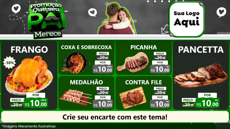 Modelo de TV para TV Horizontal com o tema Promoção Que seu Pai Merece para Assados