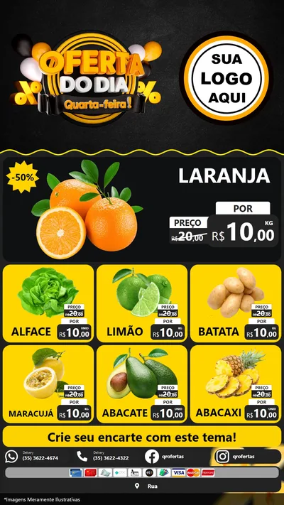 Modelo de Rede Social para Stories com o tema Oferta do Dia - Quarta Feira! para Hortifrúti