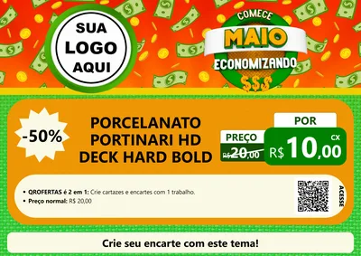 Modelo de Cartaz para Cartaz A4 Horizontal com o tema Comece Maio Economizando para Pisos e revestimentos