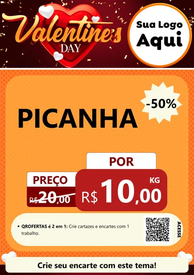Modelo de Cartaz para Cartaz A4 Vertical com o tema Valentine's Day para Açougue