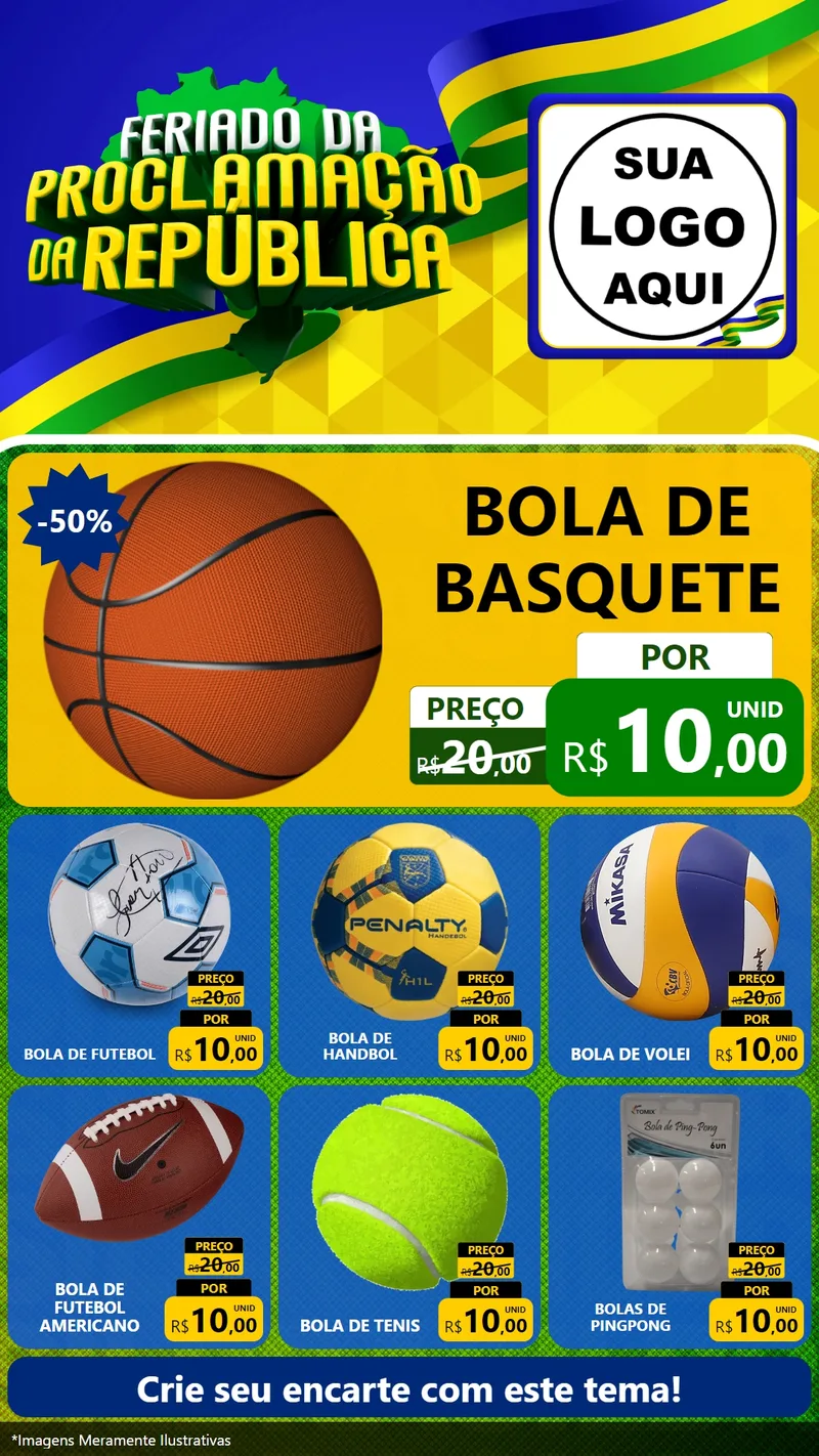 Modelo de Rede Social para Stories com o tema Feriado da Proclamação da República para Artigos Esportivos