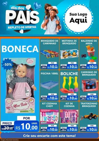 Modelo de Encarte para Encarte A4 Vertical com o tema Dia Dos Pais Repleto de Ofertas para Brinquedos