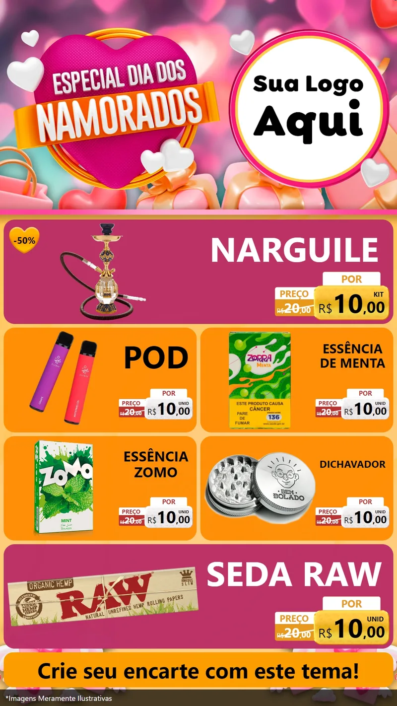 Modelo de TV para TV Vertical com o tema Especial Dia dos Namorados para Tabacaria
