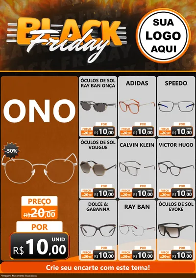 Modelo de Encarte para Encarte A4 Vertical com o tema Black Friday para Óticas
