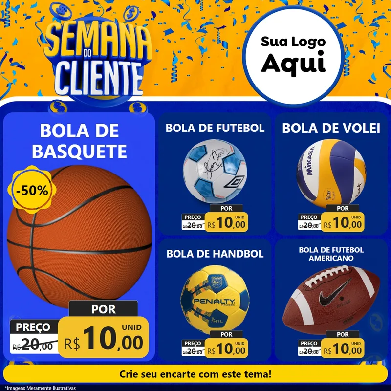 Modelo de Rede Social para Feed Facebook com o tema Semana do Cliente para Artigos Esportivos