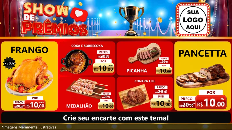 Modelo de TV para TV Horizontal com o tema Show de Prêmios para Assados